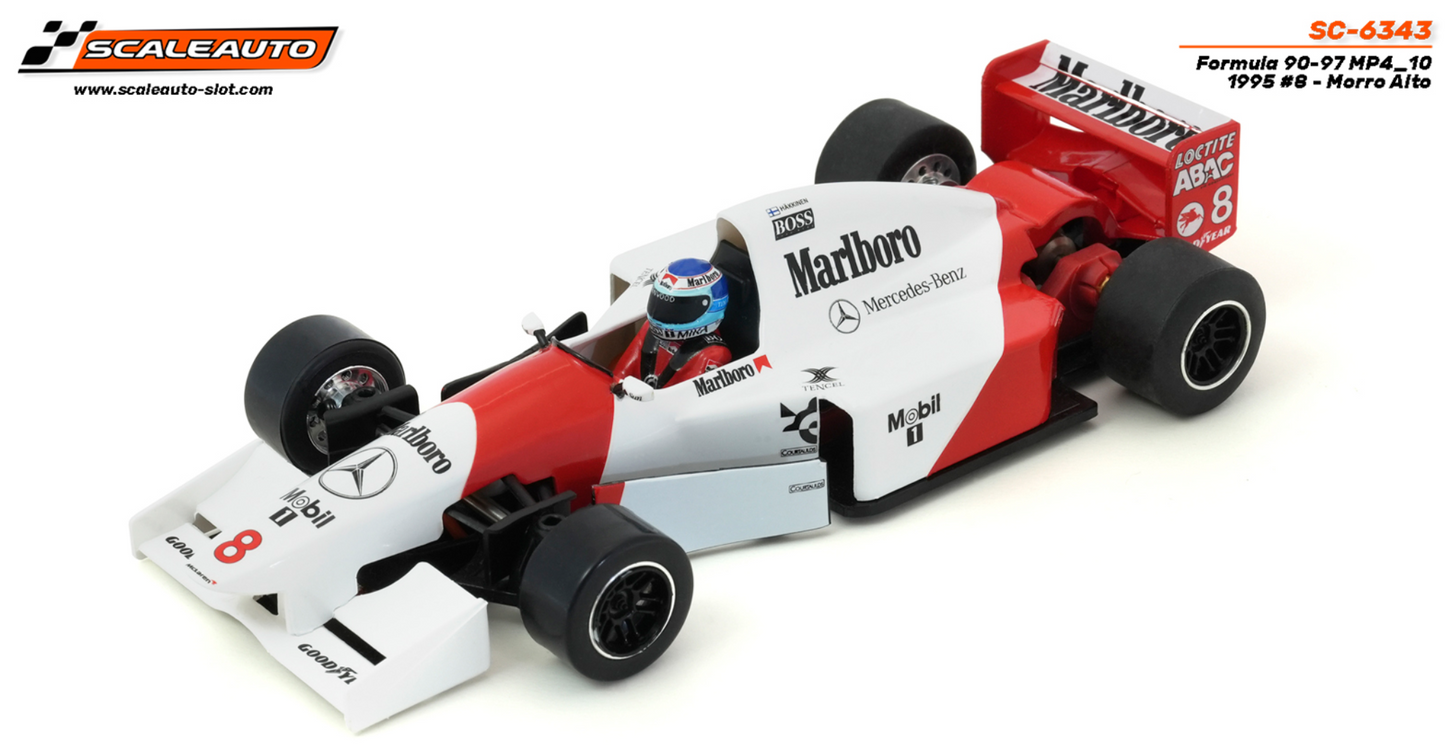Scaleauto SC-6343 - PRÉ-ENCOMENDA AGORA! - Fórmula 90/97 - Mclaren MP4/10 #8 Mika Häkkinen - Nariz Alto