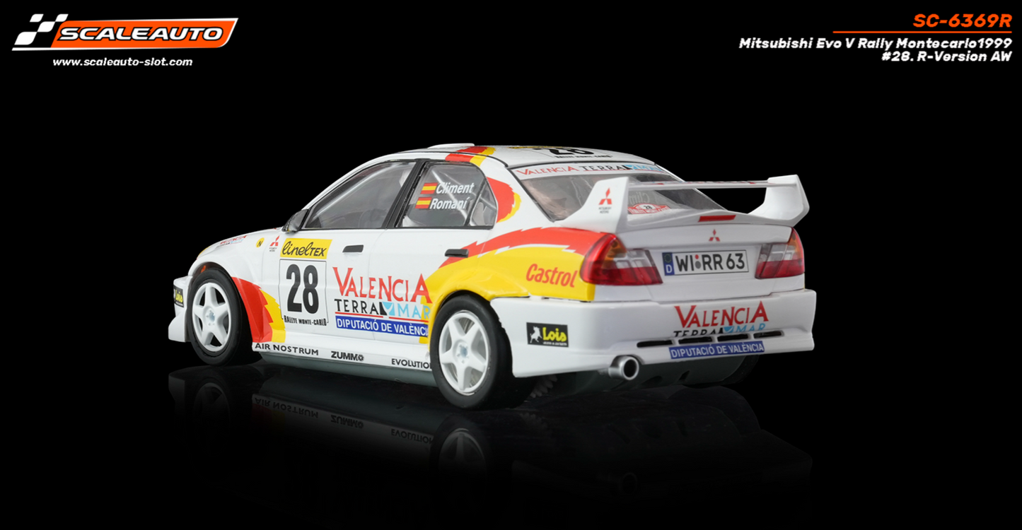 Scaleauto SC-6369R - PRE-ORDER NOW!!! - Mitsubishi Lancer EVO V - Luis Climent #28 - '99 Rally Montecarlo - R4WD Series