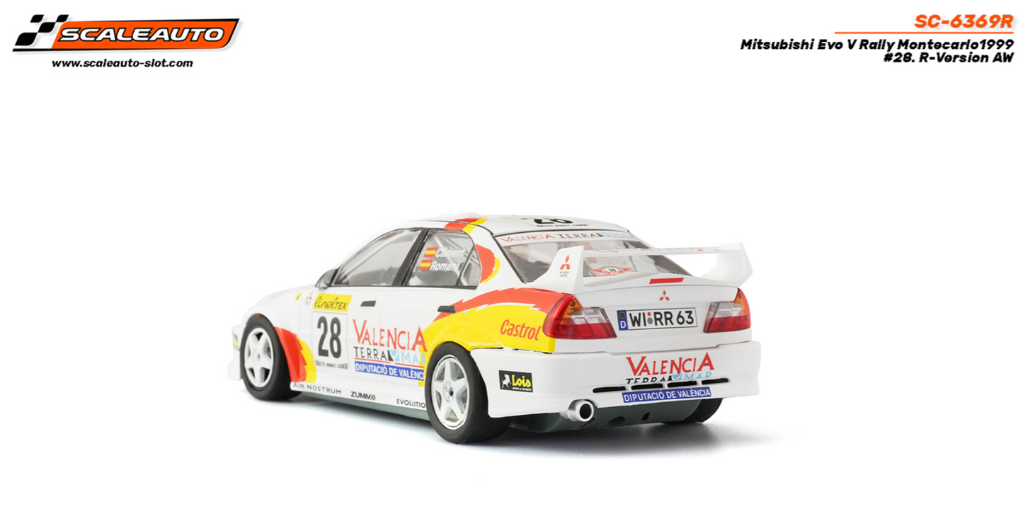 Scaleauto SC-6369R - PRE-ORDER NOW!!! - Mitsubishi Lancer EVO V - Luis Climent #28 - '99 Rally Montecarlo - R4WD Series