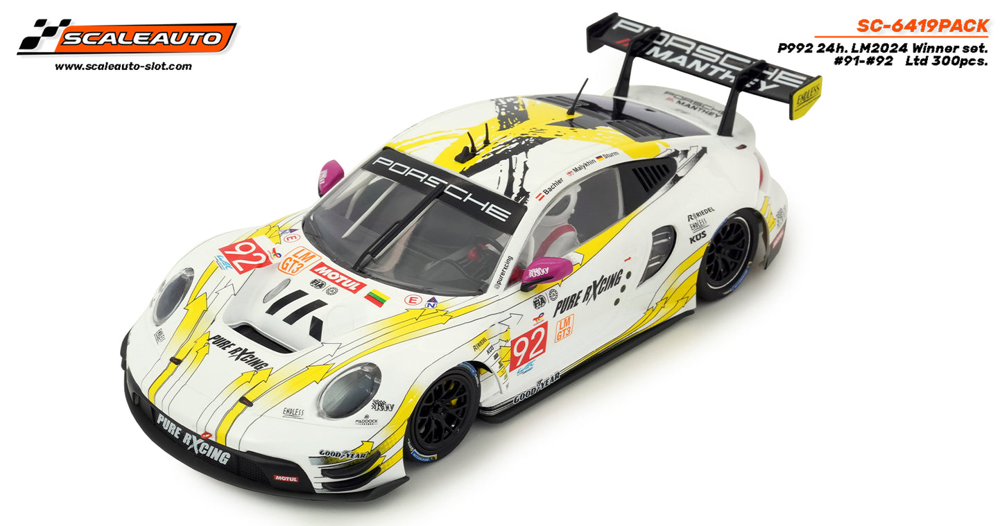 Scaleauto SC-6419PACK - PRE-ORDER! - Porsche P992 '24 Le Mans 24H Winner Set - Home Series