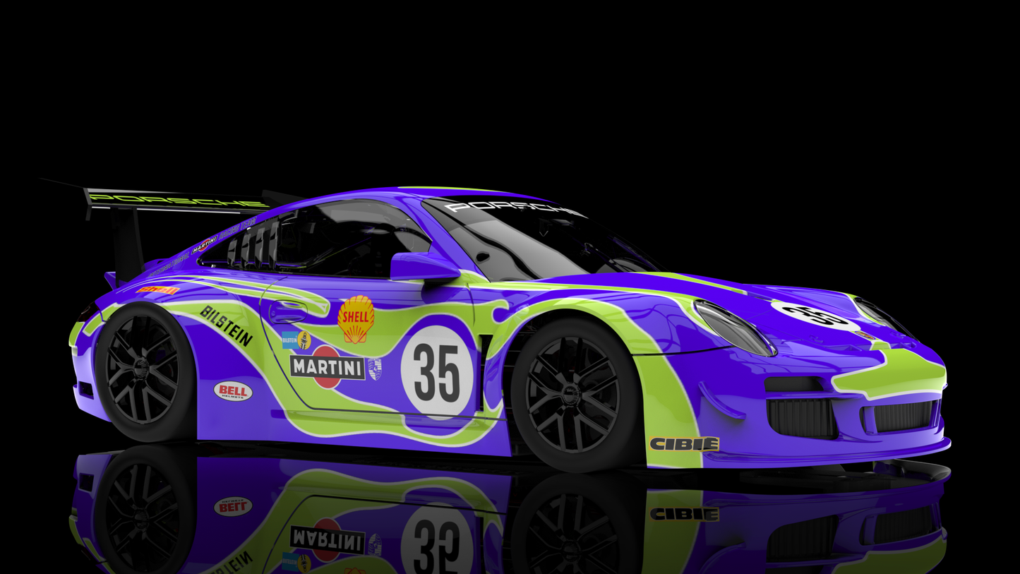 NSR 0636AW - PRE-ORDER NOW! - Porsche 997 GT3 - Purple Hippie #35 - Psychedelic Livery