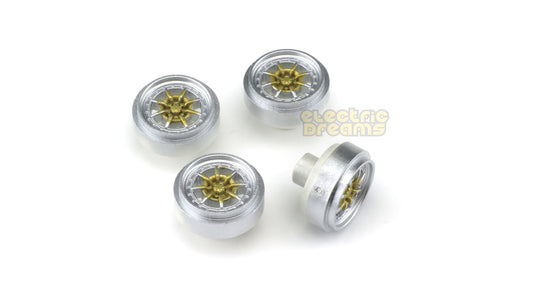 TeamSlot 59039 - Pack of 4 Wheels - Braid Series 1R Silver/Gold Fronts