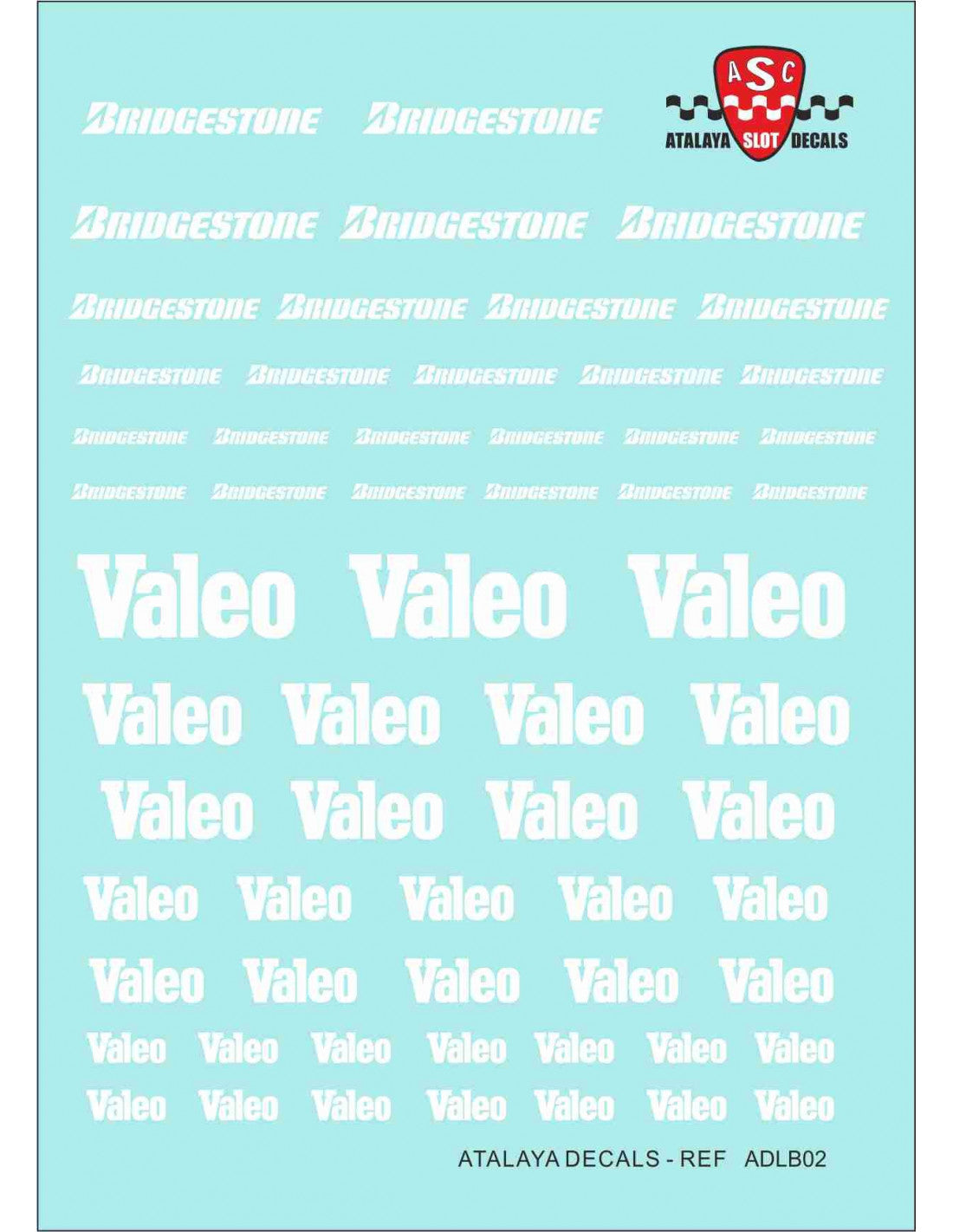 Atalaya Decals ADLB02 - Valeo / Bridgestone - white