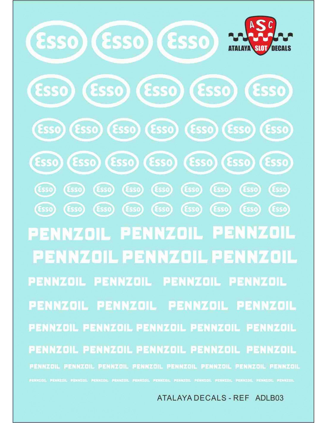 Atalaya Decals ADLB03 - Esso / Pennzoil - white