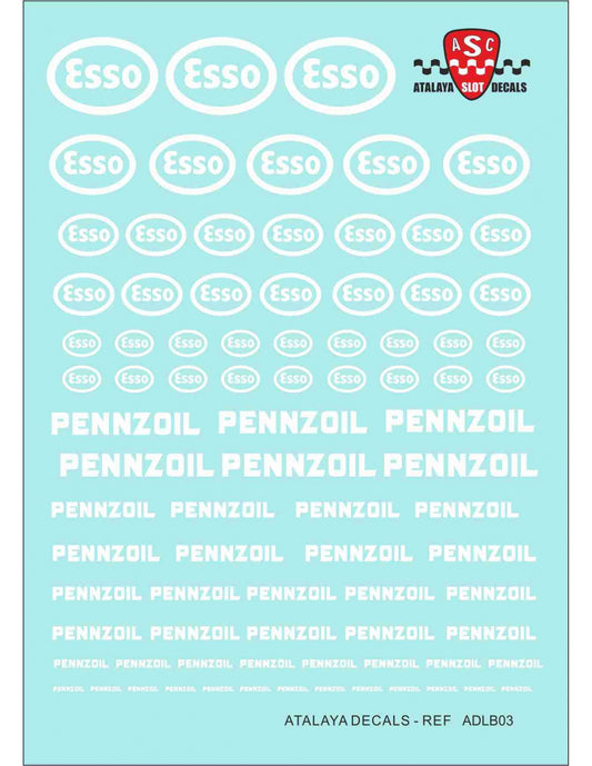 Atalaya Decals ADLB03 - Esso / Pennzoil - white