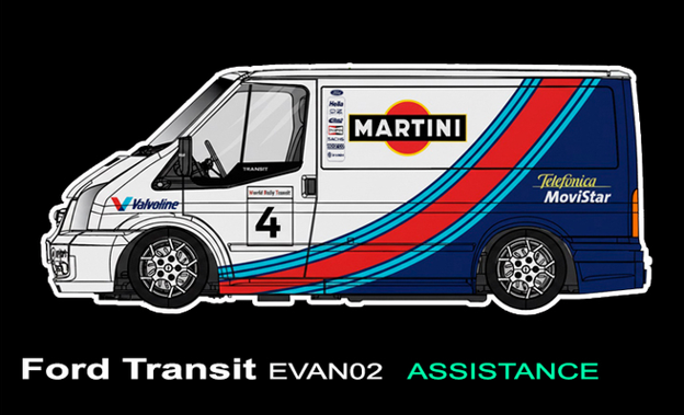 Fly EVAN02 - PRE-ORDER NOW! - Ford Transit Van - Martini #4 - Assistance Car
