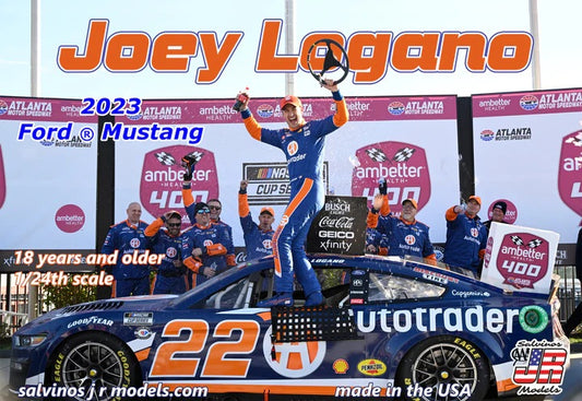 Salvinos JR Models PF2023JLA - Joey Logano - Team Penske - 2023 Ford Mustang - Atlanta Winner
