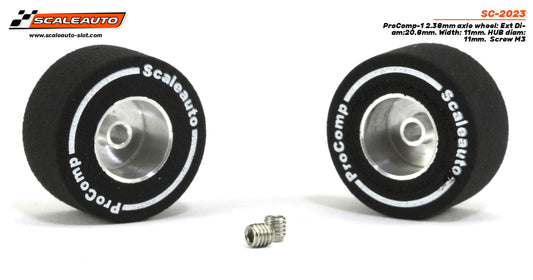 Scaleauto SC-2023 - ProComp Sponge Tires 20.8 x 11mm + Aluminum Wheels 11mm OD - for 3/32" axles