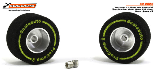 Scaleauto SC-2024 - ProComp2 Sponge Tires 20.8 x 11mm + Aluminum Wheels 11mm OD - for 3/32" axles