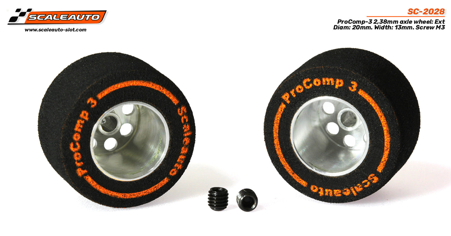 ScaleAuto SC-2028 - ProComp3 Sponge Tires 20 x 13mm + Aluminum Wheels 15mm OD - for 3/32" axles