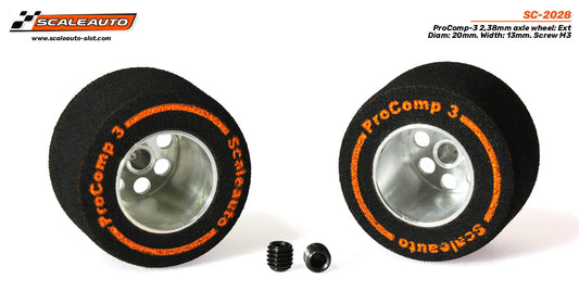 ScaleAuto SC-2028 - ProComp3 Sponge Tires 20 x 13mm + Aluminum Wheels 15mm OD - for 3/32" axles