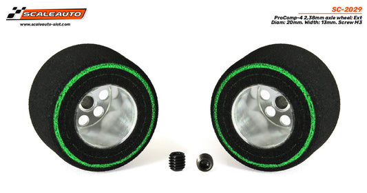 ScaleAuto SC-2029 - ProComp4 Sponge Tires 20 x 13mm + Aluminum Wheels 15mm OD - for 3/32" axles