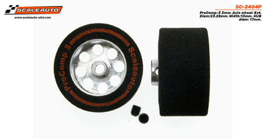 ScaleAuto SC-2404P - ProComp3 Sponge Tires 23.25 x 13mm + Aluminum Wheels 15mm OD - for 3mm axles