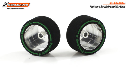 ScaleAuto SC-2540BRM - ProComp4 Sponge Tires 24 x 13mm + Aluminum Wheels 17mm OD - for 3mm axles