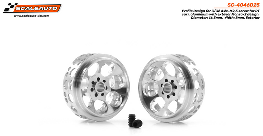 Scaleauto SC-4046D25 - Aluminum Wheels - 16.5 x 8mm - Ultra Lightweight