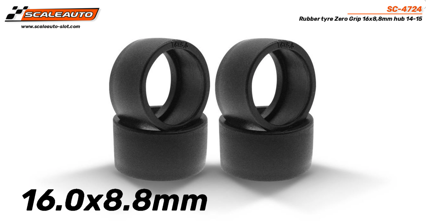 Scaleauto SC-4724 - Tires, 16x8.5mm for profile hubs, pack of 4
