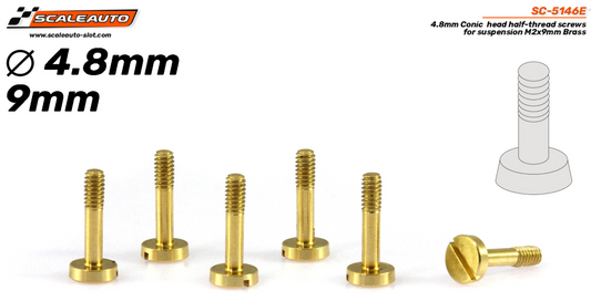 Scaleauto SC-5146E - Conical Head Brass Suspension Screws - M2 x 9mm - pack of 6