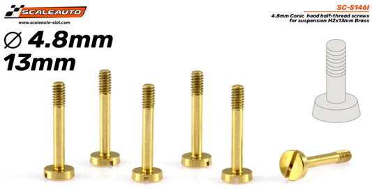 Scaleauto SC-5146I - Conical Head Brass Suspension Screws - M2 x 13mm - pack of 6