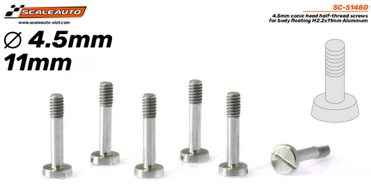 Scaleauto SC-5148G - Conical Head Aluminum Suspension Screws - M2.2 x 11mm - pack of 6