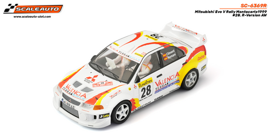 Scaleauto SC-6369R - PRE-ORDER NOW!!! - Mitsubishi Lancer EVO V  -  Luis Climent #28 - '99 Rally Montecarlo  - R4WD Series