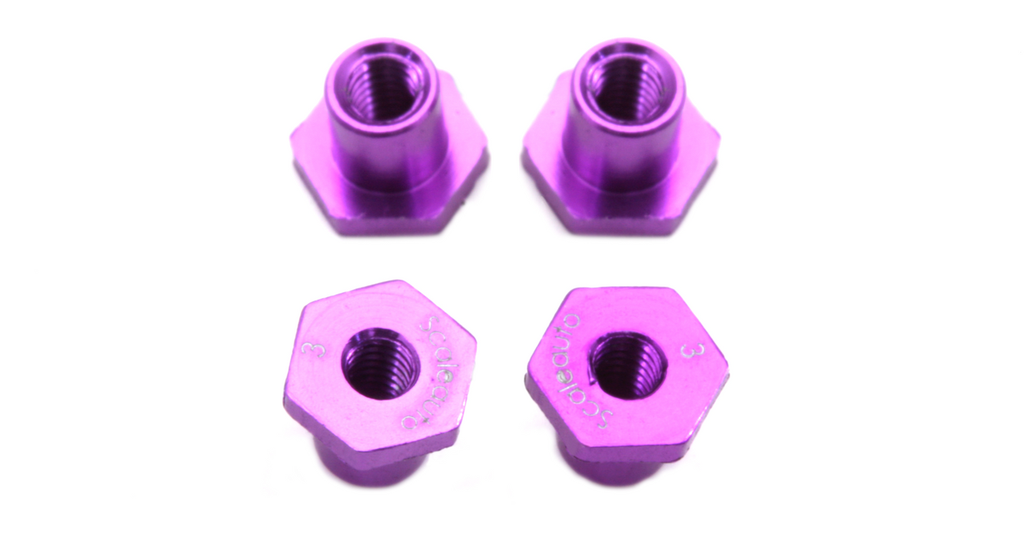 Scaleauto SC-8170B - Suspension mounts 3mm. aluminum - Hexagonal Head - Purple