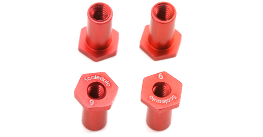 Scaleauto SC-8170E - Suspension mounts 6mm. aluminum - Hexagonal Head - Red