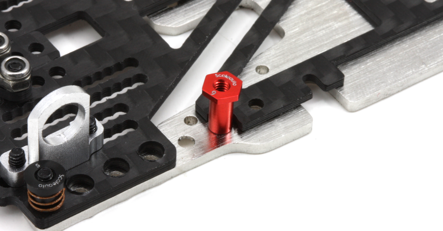 Scaleauto SC-8170E - Suspension mounts 6mm. aluminum - Hexagonal Head - Red