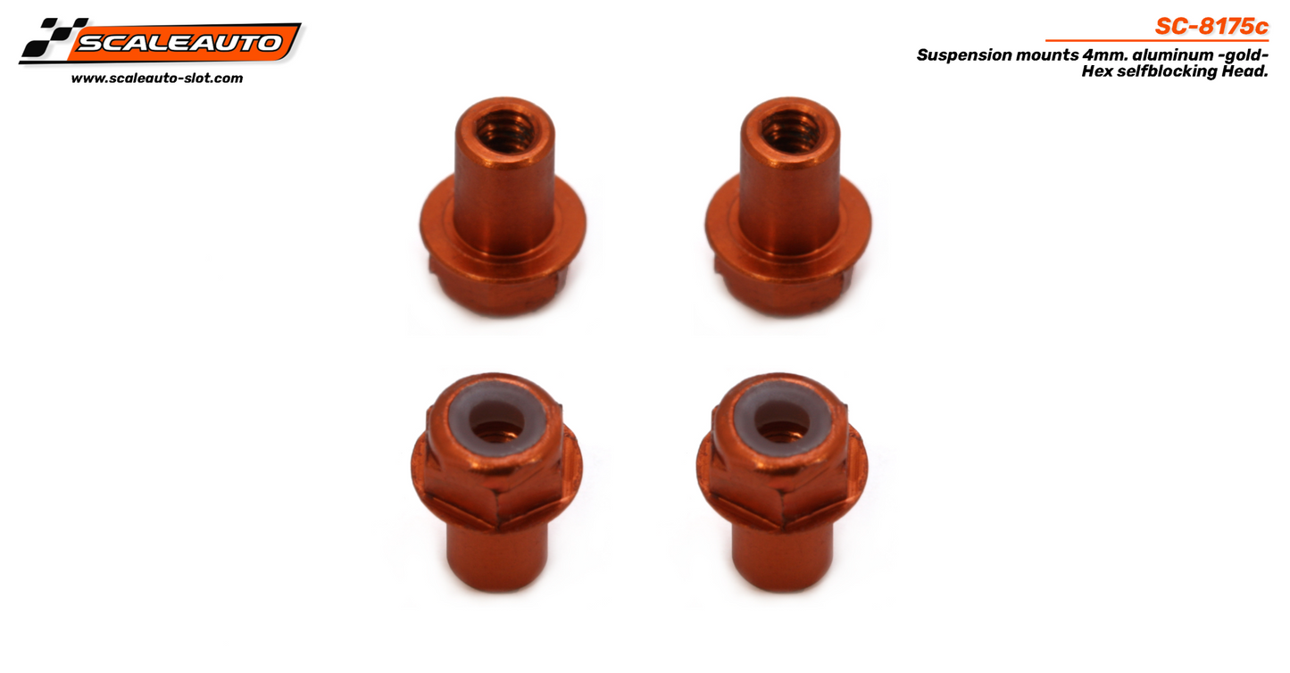 Scaleauto SC-8175C - Suspension mounts 4mm. aluminum - Hexagonal selfblocking Head