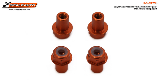 Scaleauto SC-8175C - Suspension mounts 4mm. aluminum - Hexagonal selfblocking Head
