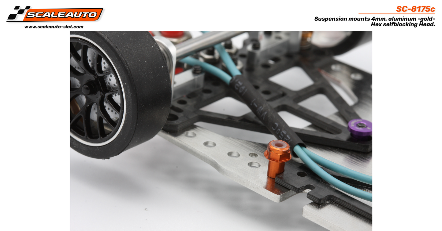 Scaleauto SC-8175C - Suspension mounts 4mm. aluminum - Hexagonal selfblocking Head