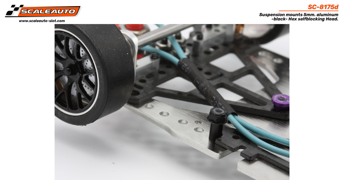 Scaleauto SC-8175D - Suspension mounts 5mm. aluminum - Hexagonal selfblocking Head