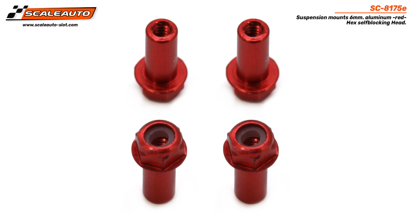 Scaleauto SC-8175E - Suspension mounts 6mm. aluminum - Hexagonal selfblocking Head