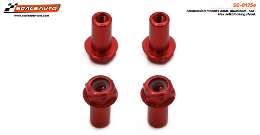 Scaleauto SC-8175E - Suspension mounts 6mm. aluminum - Hexagonal selfblocking Head