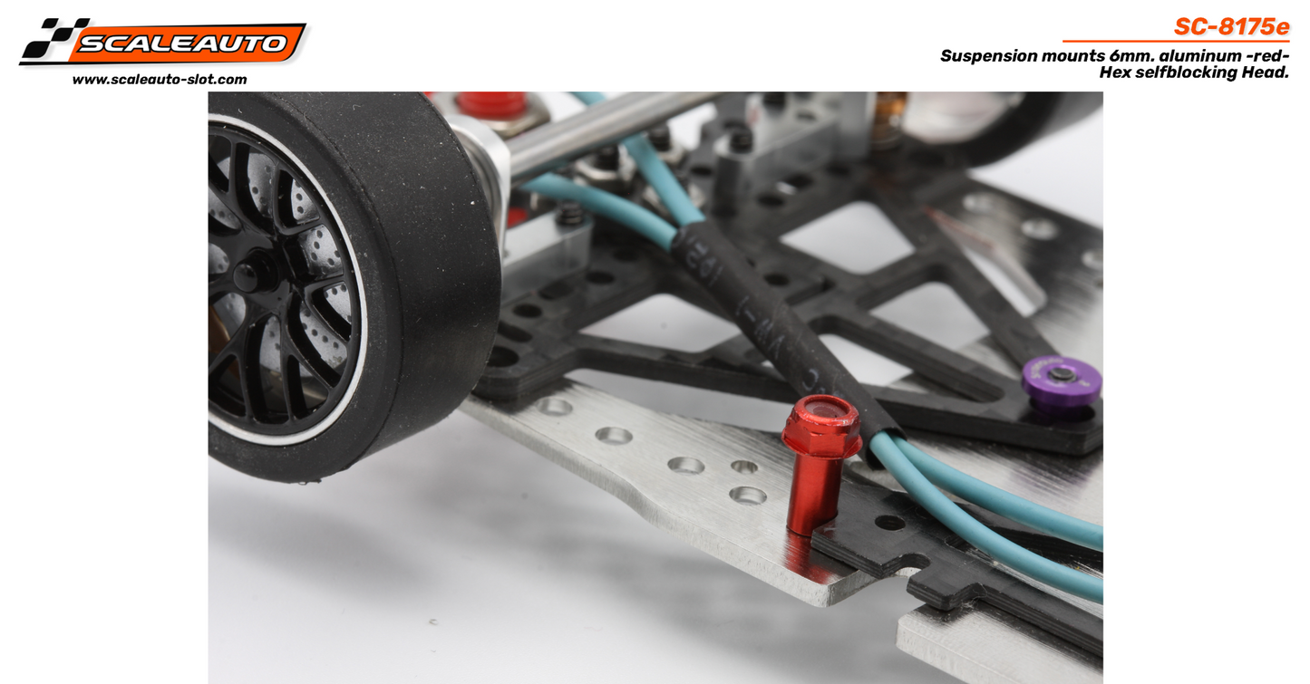 Scaleauto SC-8175E - Suspension mounts 6mm. aluminum - Hexagonal selfblocking Head