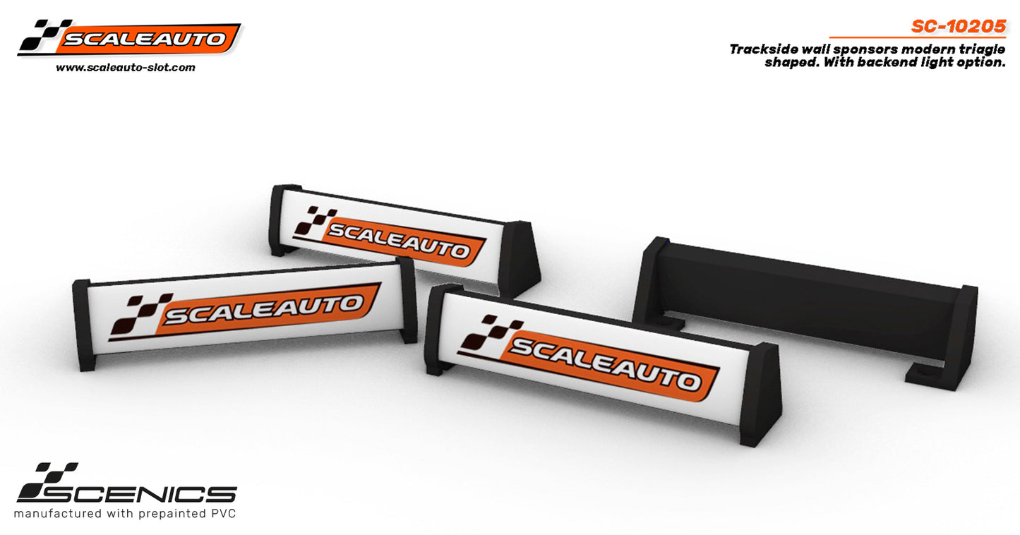 Scaleauto SC-10205 - Trackside Wall Sponsors - Modern Triangle - w/ Backend Light Option - Scaleauto