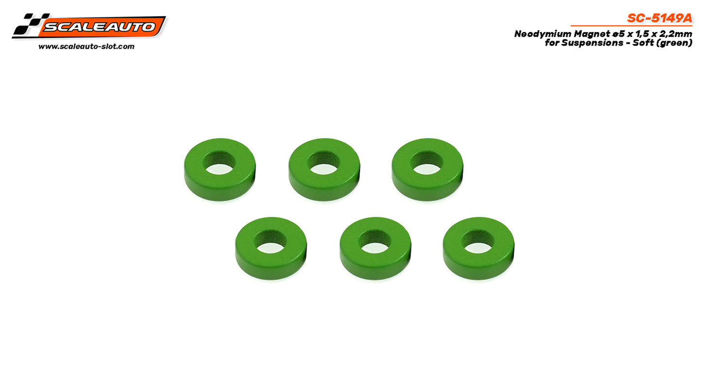 Scaleauto SC-5149A - Neodymium Magnet for Suspension - 5Ø x 1.5 x 2.2mm - Soft Green