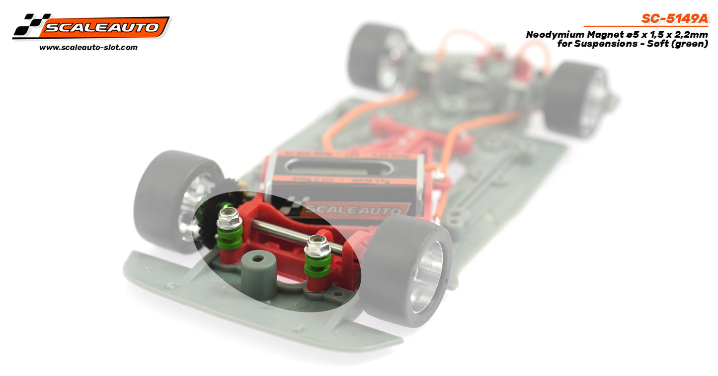 Scaleauto SC-5149A - Neodymium Magnet for Suspension - 5Ø x 1.5 x 2.2mm - Soft Green