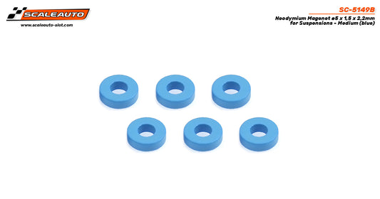 Scaleauto SC-5149B - Neodymium Magnet for Suspension - 5Ø x 1.5 x 2.2mm - Medium Blue