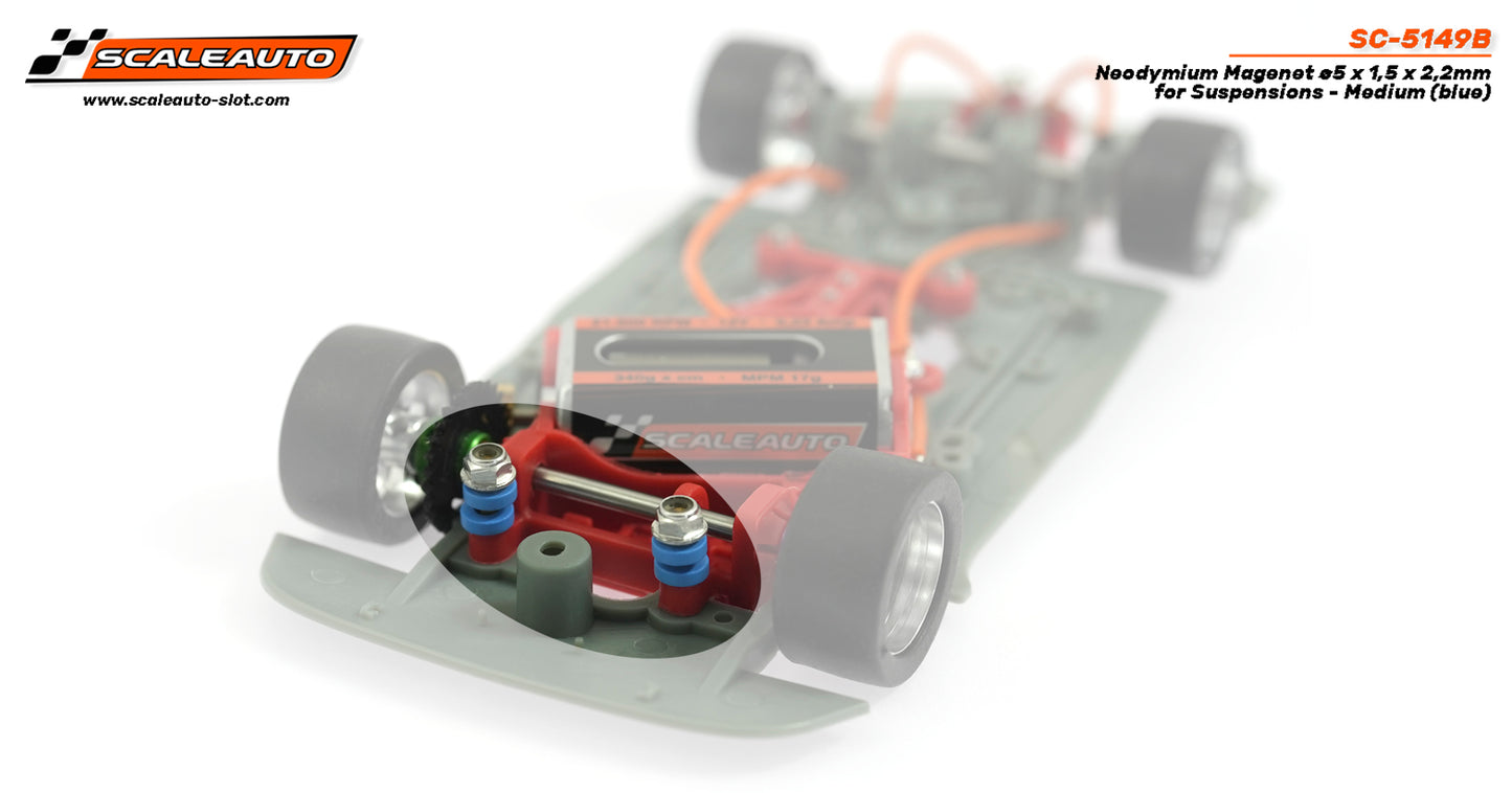 Scaleauto SC-5149B - Neodymium Magnet for Suspension - 5Ø x 1.5 x 2.2mm - Medium Blue
