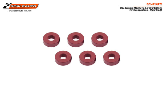 Scaleauto SC-5149C - Neodymium Magnet for Suspension - 5Ø x 1.5 x 2.2mm - Hard Red