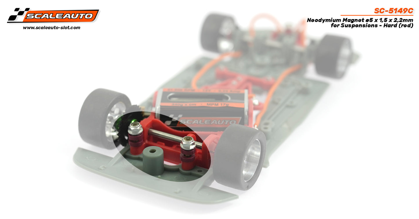 Scaleauto SC-5149C - Neodymium Magnet for Suspension - 5Ø x 1.5 x 2.2mm - Hard Red