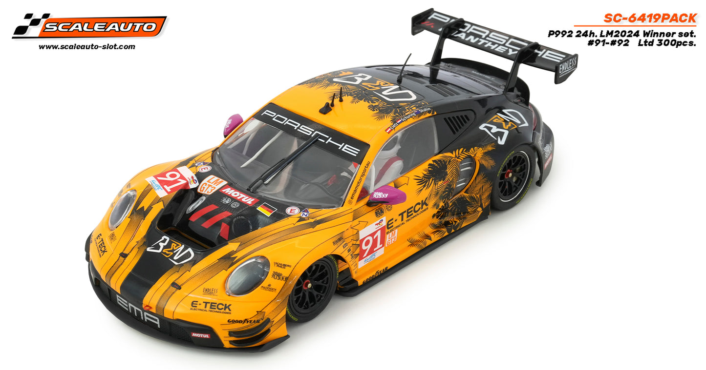 Scaleauto SC-6419PACK - PRE-ORDER! - Porsche P992 '24 Le Mans 24H Winner Set - Home Series